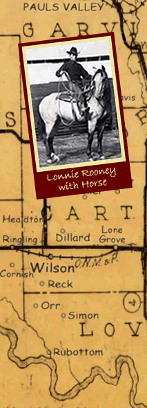 Map of Area and Picture of Lonnie Rooney with Horse